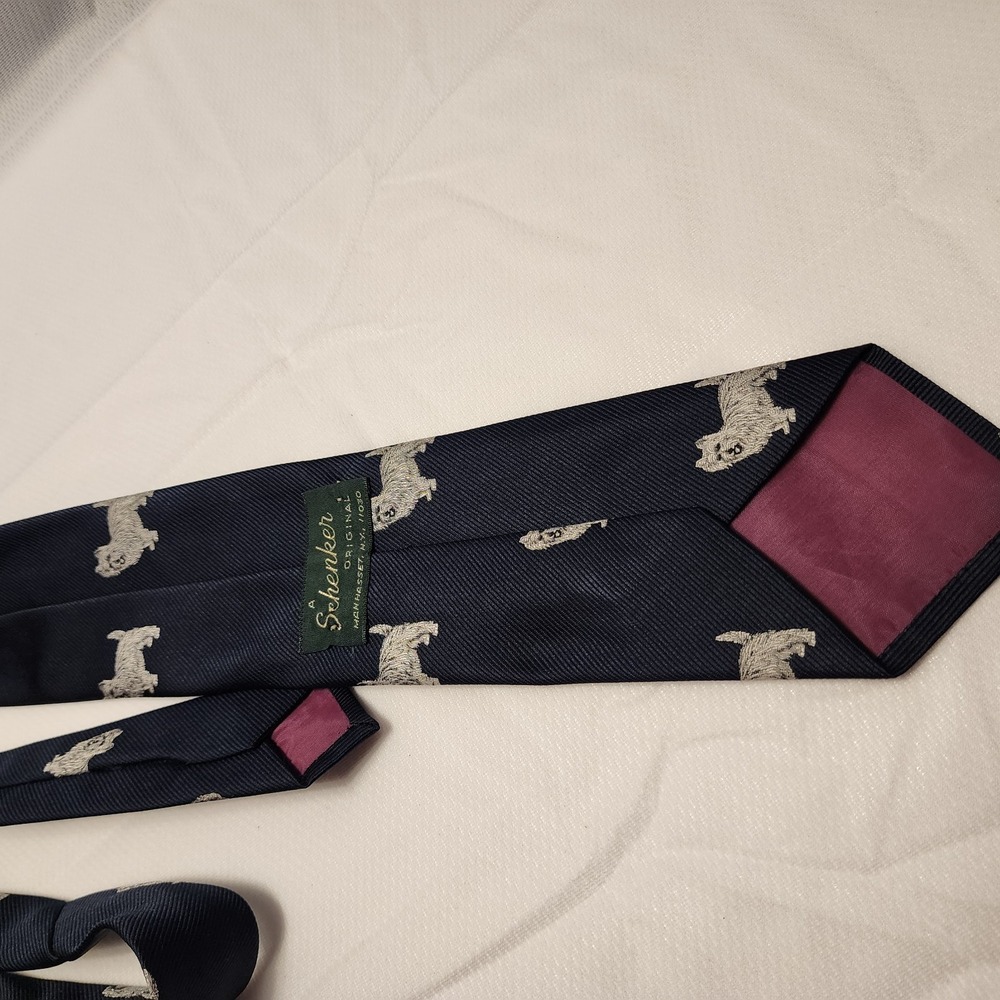 A Schenker Original Navy Blue West Highland Terrier Dog Vintage Men's Tie Dapper
